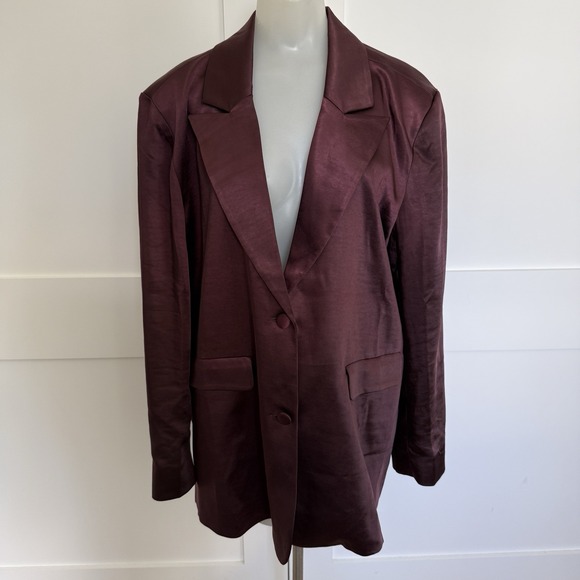 Good American Jackets & Blazers - Good American ESSENTIAL Suiting Oversized Single Breasted Blazer Burgundy MED